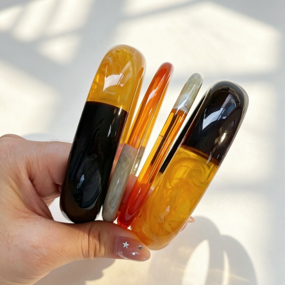 Resin Art All - Minimalistische vintage tweekleurige hars-acryl armbanden voor