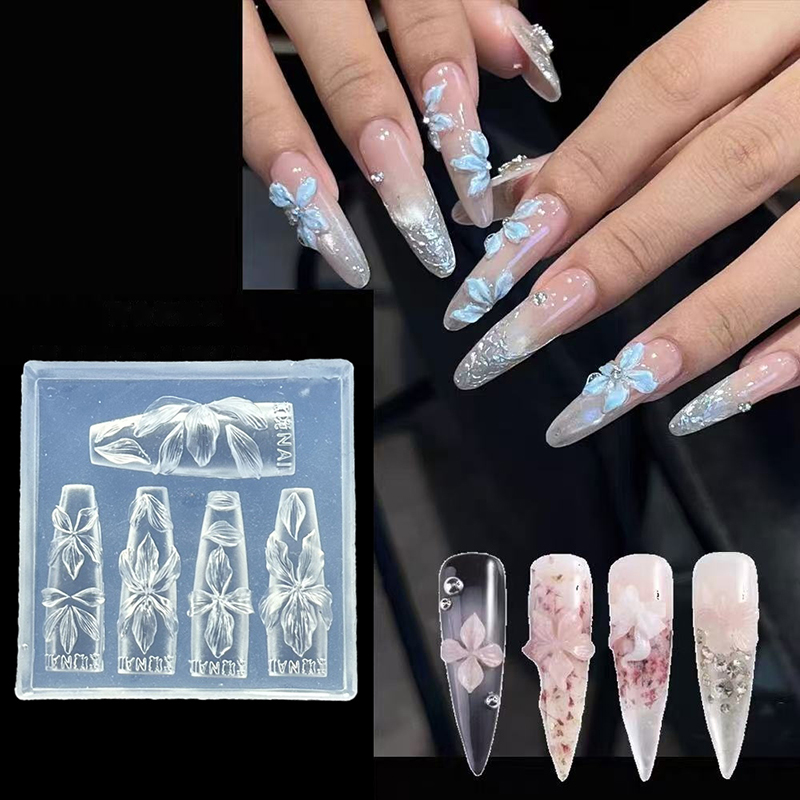 Resin Art Template - Z. 3D Bloemen Nagelvorm DIY Siliconen