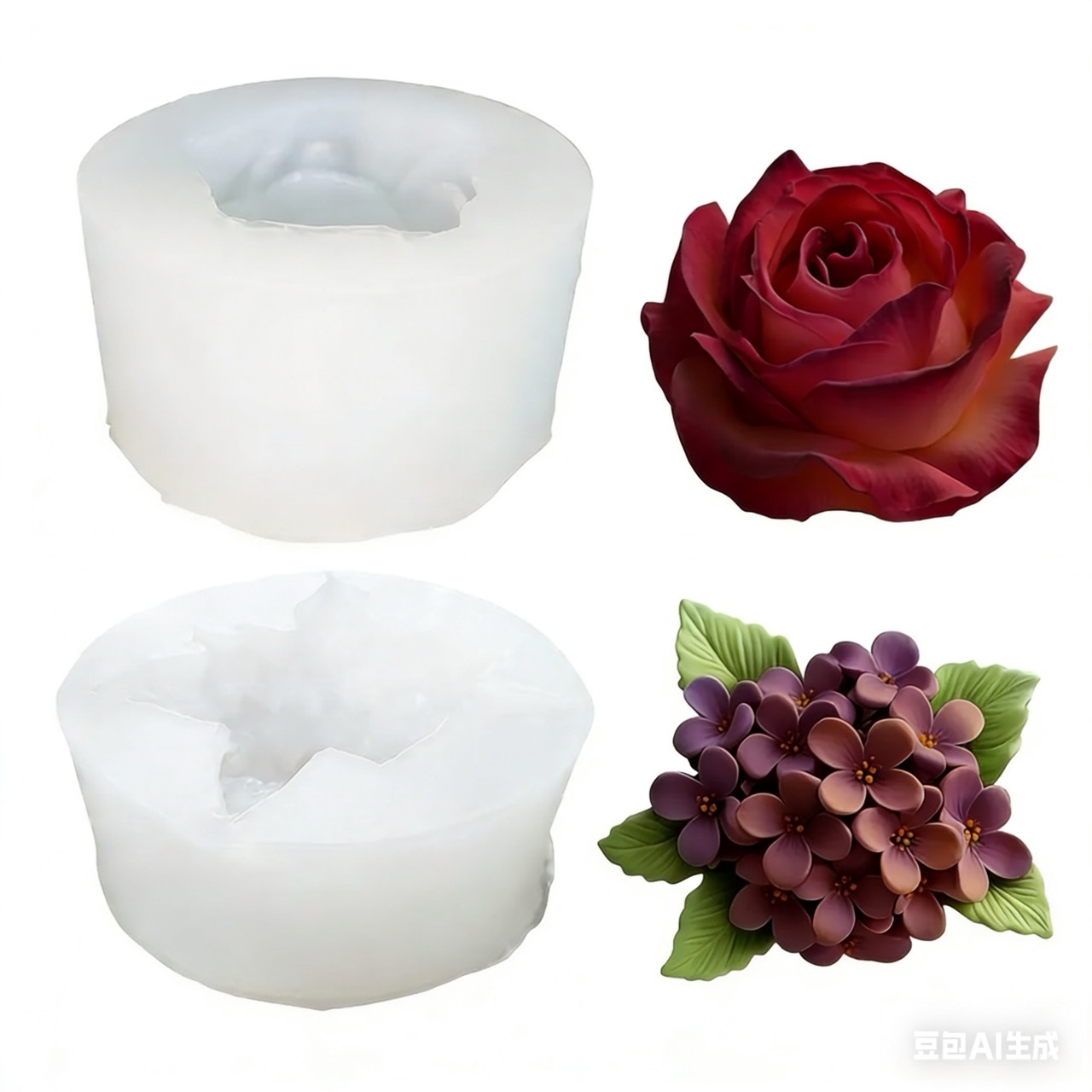 Resin Art All - 2-delige 3D Rose Lilac Flower siliconen