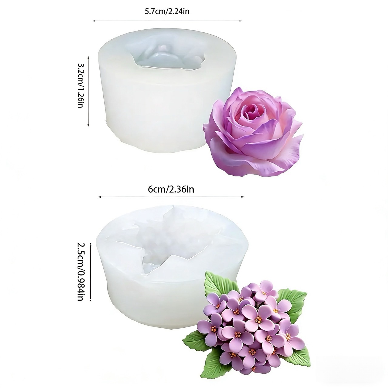 2-delige 3D Rose Lilac Flower  - Resin Art All recensie en prijs