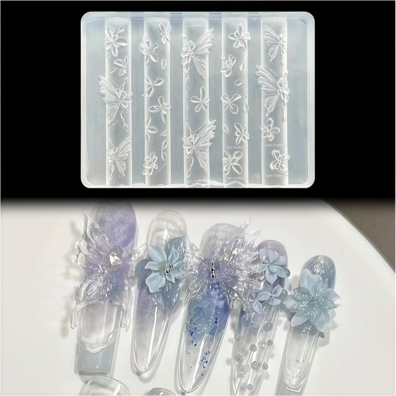 3D Vlinder Bloem Gel Nail Art  - Resin Art Template recensie en prijs